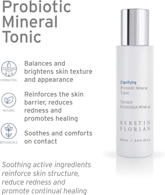 Kerstin Florian Clarifying Probiotic Mineral Tonic | Detoxifying Toner For Face & Body | Natural Skincare To Clarify And Regulate Oily Skin & Clear Pores | Gentle Formula For Women & Men (3.4 Fl Oz)