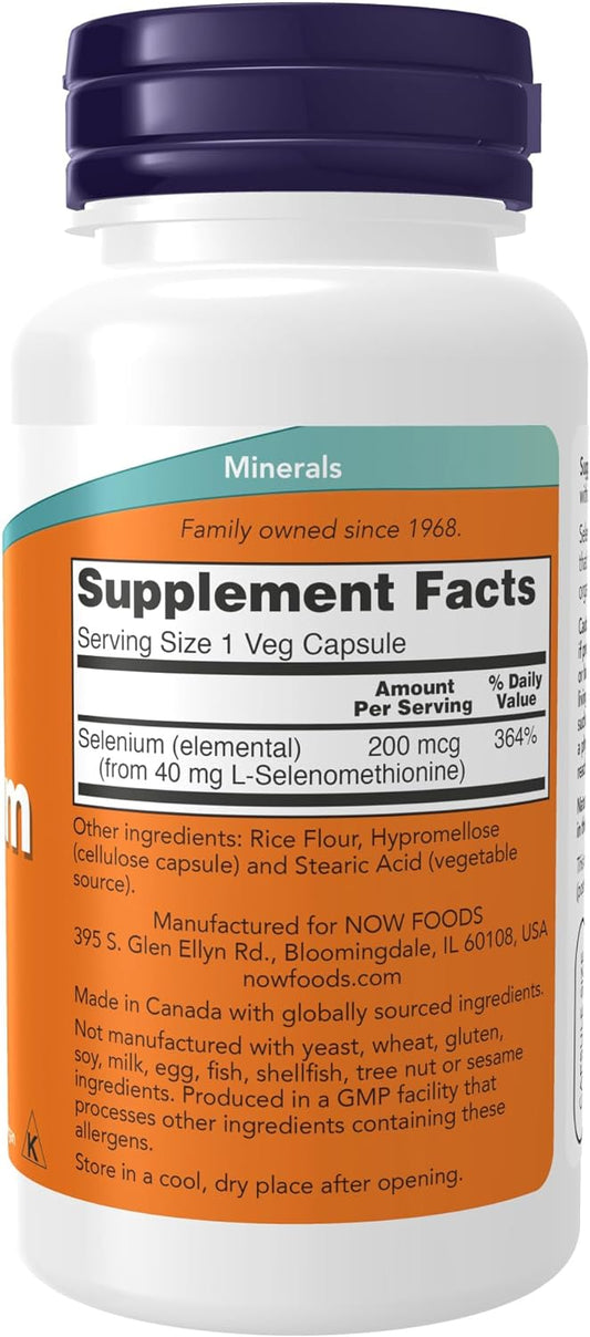 NOW Supplements, Selenium (L-Selenomethionine) 200 mcg, Essential Mineral*, 90 Veg Capsules