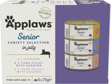 Applaws Senior Wet Cat Food for Mature Cats, Multipack Tuna and Chicken Selection in a soft Mousse 6 x 70g Tin?1340ML-A