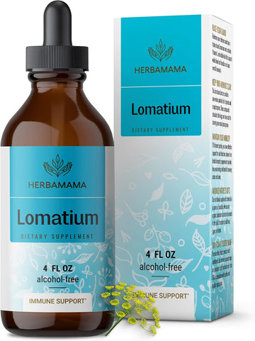 Herbamama Lomatium Tincture - Lomatium Dissectum Extract Vegan Supplement - Lung Detox And Cleanse Lomatium Root Drops - Alcohol & Sugar-Free Non-Gmo, 56-Day Supply