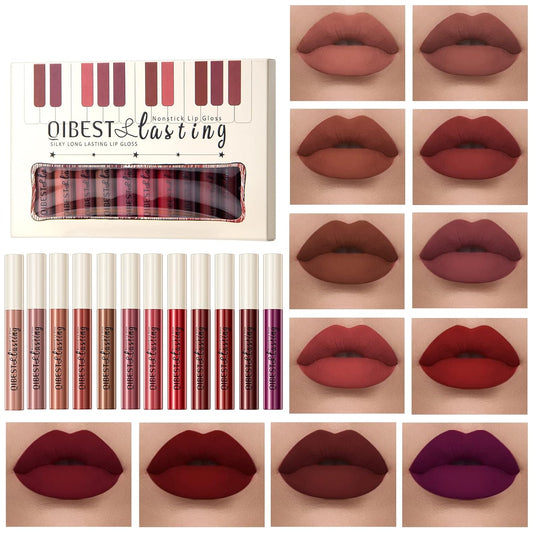 Bestland 12Pcs Matte Lipstick Lip Makeup Kit, Velvety Liquid Lipstick Waterproof Long Lasting Durable Nude Zodiac Signs Lip Gloss Beauty Cosmetics Gift Box Makeup Set Kit (12 Piece Set)