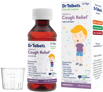 Dr. Talbot'S Cough Relief Liquid Medicine With Naturally Inspired Ingredients For Children Includes Dosage Cup, Natural Elderberry Juice Flavor, 4 Fl Oz