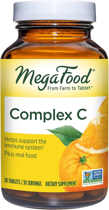 Megafood Complex C - Vegan Immune Support Supplement With Vitamin C 250 Mg, Made With Real Food Including Orange, Cranberry & Brown Rice, Gluten-Free, Kosher - 30 Tablets, 30 Servings