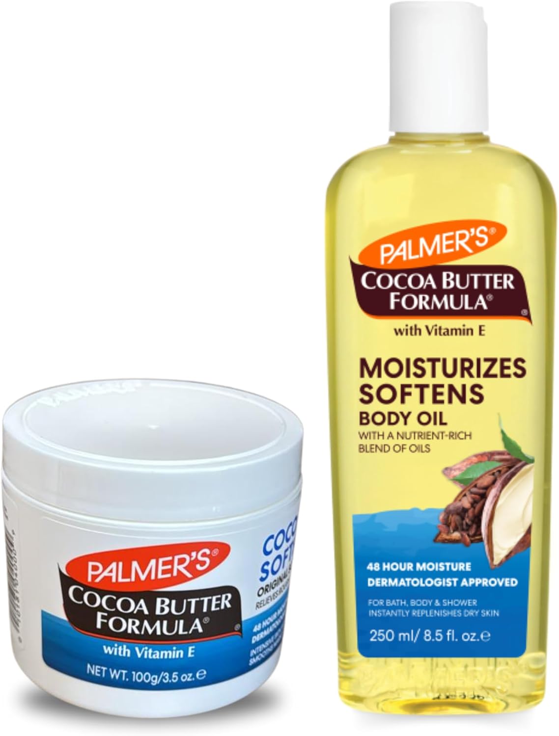 Palmer'S Cocoa Butter Set - Cocoa Butter Tub 100G & Body Oil 250Ml - Nourishing Skin Care Duo For Deep Hydration - Ideal For Dry And Sensitive Skin - Palmer'S Cocoa Butter Moisturiser With Vitamin E