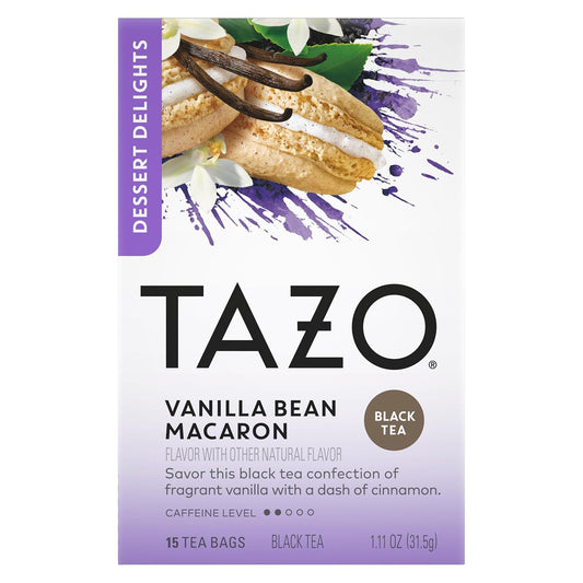 Tazo Dessert Delights Vanilla Bean Macaron Tea Bags, Sugar And Calorie Free, 90 Total Tea Bags (15Ct - Pack Of 6)