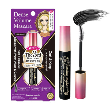 Heroine Make By Kissme Volume & Curl Mascara Advanced Fil, Keep Tubing Mascara Waterproof & Long-Lasting Dense Volumizing & Curl With Curvy Brush, 6 Natural Serums, Made In Japan 1 Ea