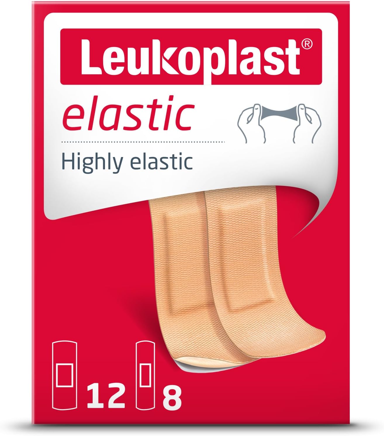 Leukoplast Elastic First Aid Plaster Strips - Flexible Adhesive Soft Absorbent Padded Fabric - Finger Cuts, Blisters & First Aid Accessory - 20 Pcs