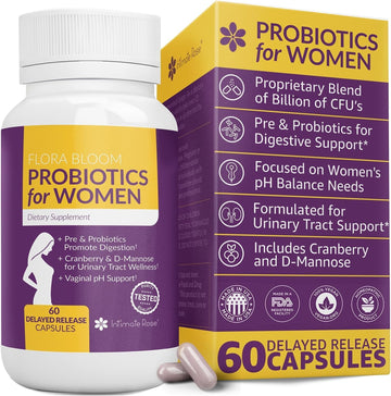 Complete Vaginal Probiotics For Women - W/Added Cranberry, D-Mannose To Promote Urinary Tract, Bladder, Gut & Vaginal Health - Ph Balance For Women - Support Uti, Bv, Yi - 60 Vegan Capsules