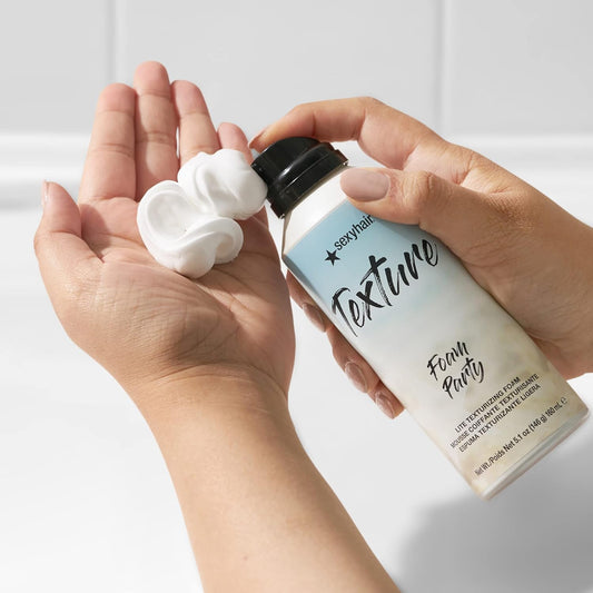 Sexyhair Texture Foam Party Lite Texturizing Foam, 5.1 Oz | Buildable Hold | Adds Shine | All Hair Types