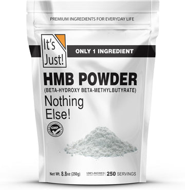 It'S Just! - Hmb Powder, 250G, Beta-Hydroxy Beta-Methylbutyrate, As Calcium Hmb, Batch Tested Gluten Free, Non-Gmo, Heavy Metal Tested, Keto Friendly (Unflavored, 250G)