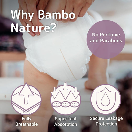 Bambo Nature Hypoallergenic Baby Diapers, Eco-Labelled Sustainable Diapers, Enhanced Leakage Protection, Totally Chlorine-Free, Skin Friendly, And Super Absorbent - Size 3 (174 Count)