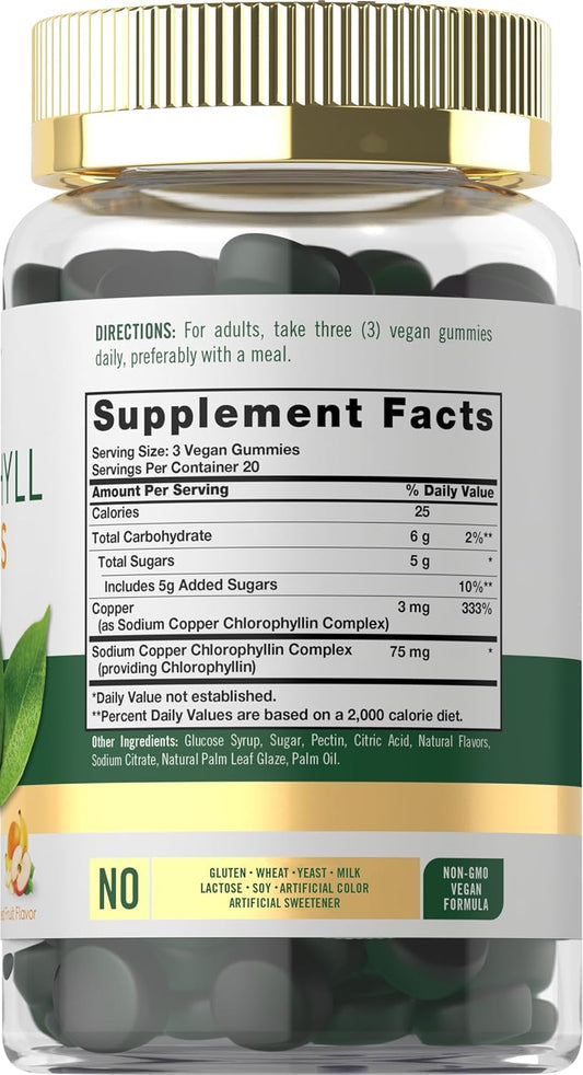 Carlyle Chlorophyll Gummies | 60 Count | Mixed Fruit Flavor | Complex Vegan Supplement | Non-Gmo & Gluten Free