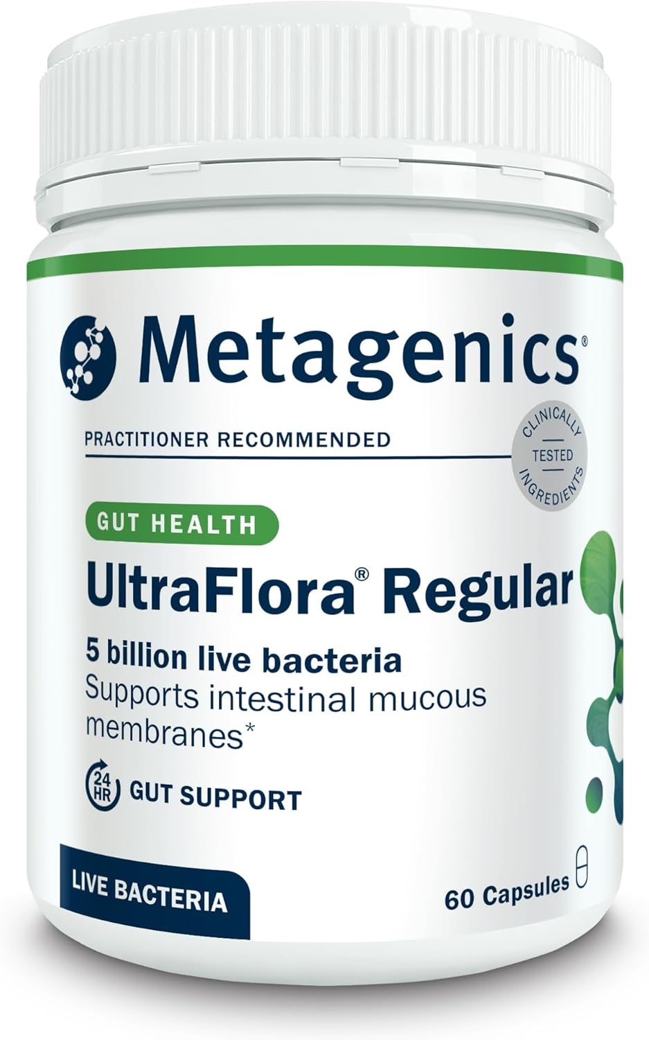 Metagenics Ultraflora Regular - High-Strength Bifidobacterium Lactis Hn019 Probiotic - Supports Gut Health, 60 Capsules