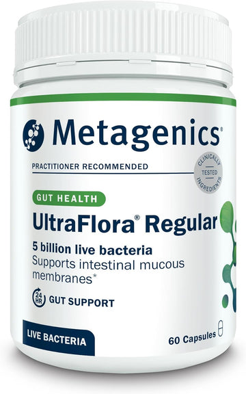 Metagenics Ultraflora Regular - High-Strength Bifidobacterium Lactis Hn019 Probiotic - Supports Gut Health, 60 Capsules