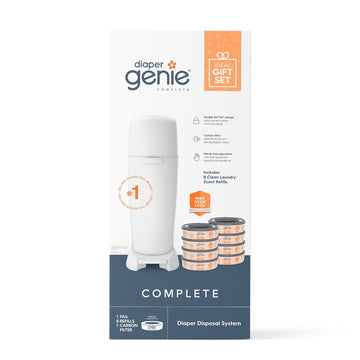 Diaper Genie Registry Gift Set | Includes Diaper Genie Complete Diaper Pail, 8 Refill Bags, 1 Carbon Filter | Perfect Starter Kit