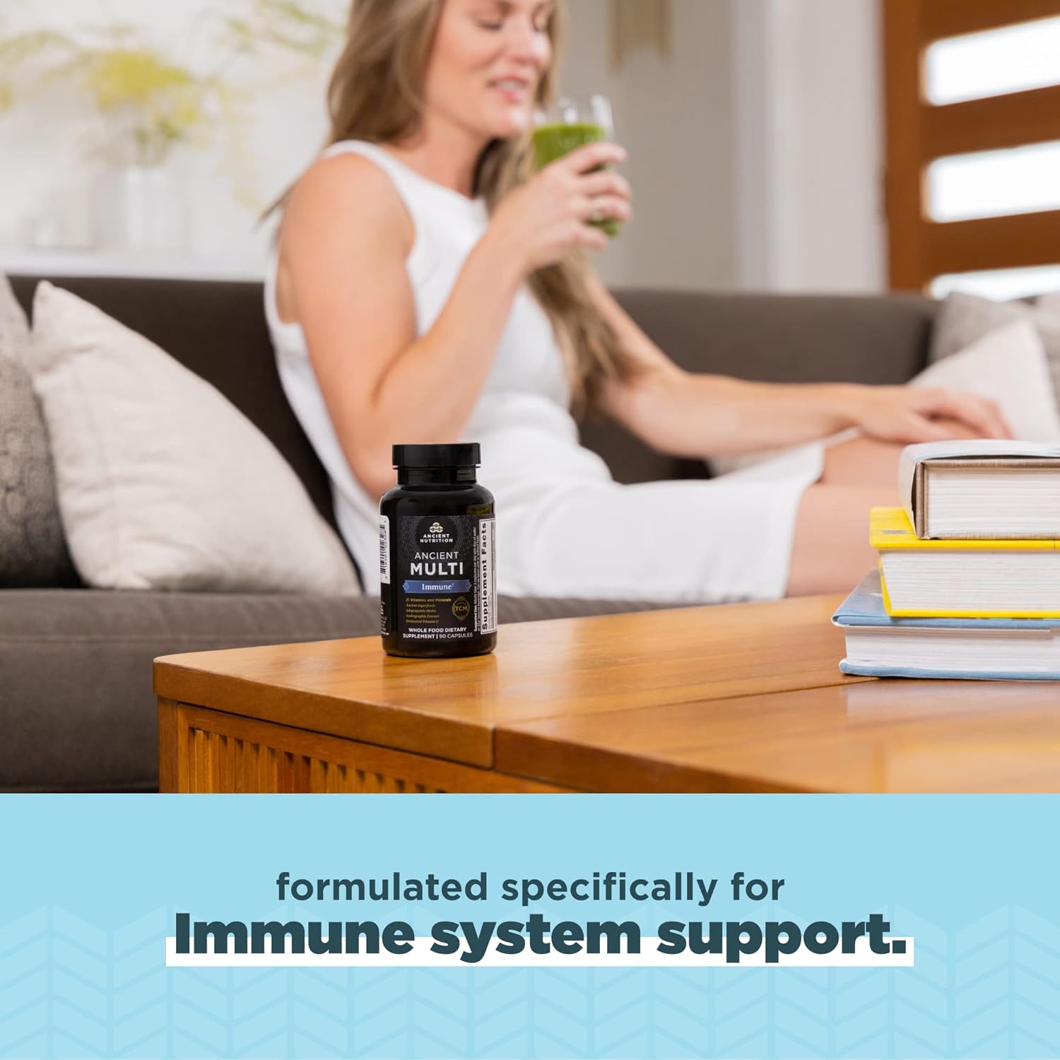 Ancient Nutrition Multivitamin for Immune Support, Immune, 21 Vitamins and Minerals with Vitamin D & C, Turmeric, Supports Immunity, Stress Relief and Heart Health, Keto Friendly, 90 Capsules : Health & Household