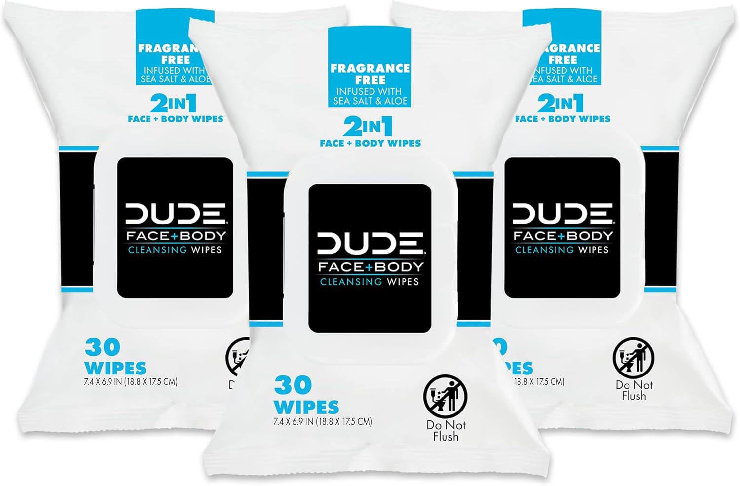 Dude Wipes - Face And Body Wipes - 3 Pack, 90 Wipes - Unscented Wipes With Sea Salt & Aloe - 2-In-1 Body & Face Wipes - Alcohol Free And Hypoallergenic Cleansing Wipes : Beauty & Personal Care