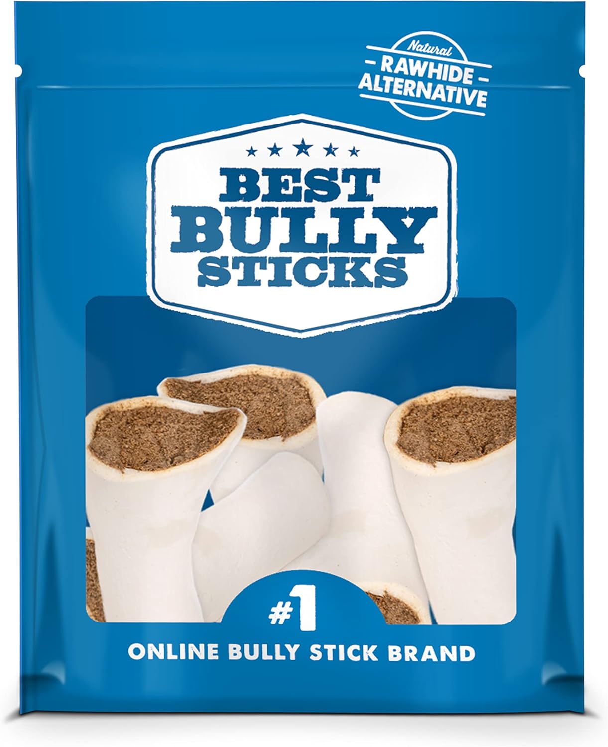 Best Bully Sticks 3-4" Pumpkin Sweet Potato Filled Dog Bones 5 Pack Shin Bones For Dogs, Highly Digestible, Long Lasting, Refillable Stuffed Dog Bones