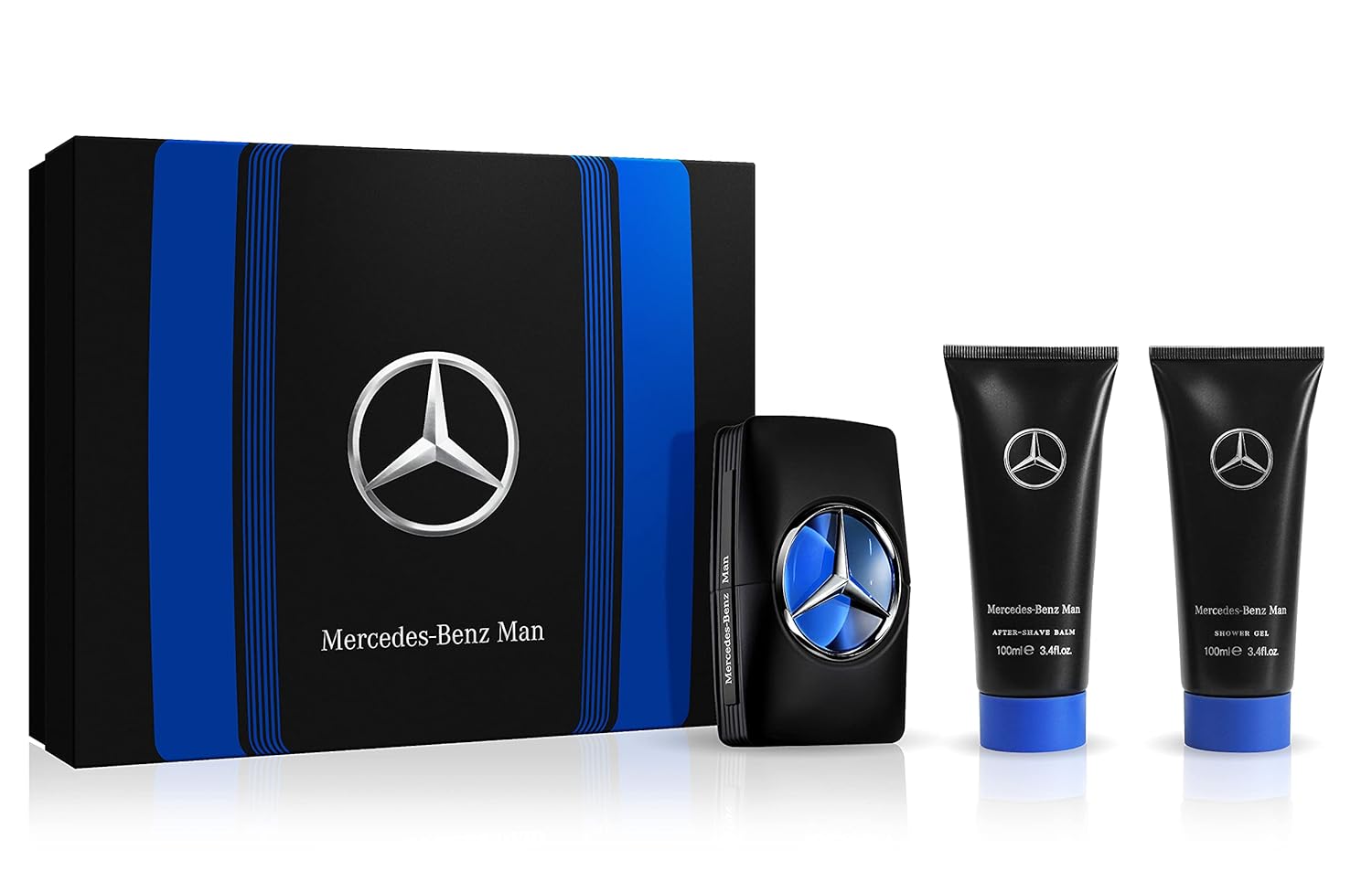 Mercedes-Benz Man - Men'S Curated Eau De Toilette And Shower Care Gift Set Collection - Eau De Toilette Spray, Shower Gel, And Aftershave - Shave Plus Cologne In Iconic Men'S Fragrance - 3 Pc