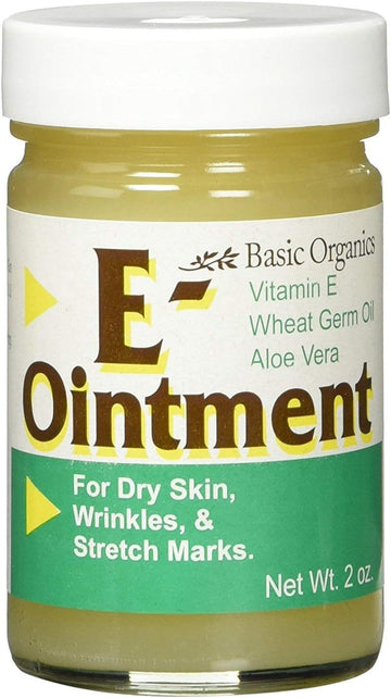 Basic Organics Brands - Vitamin E Ointment - 2oz - Moisture Enhancing - Can Help Reduce Appearance of Scars, Stretch Marks, Fine Lines & Wrinkles - 2Pack : Health & Household