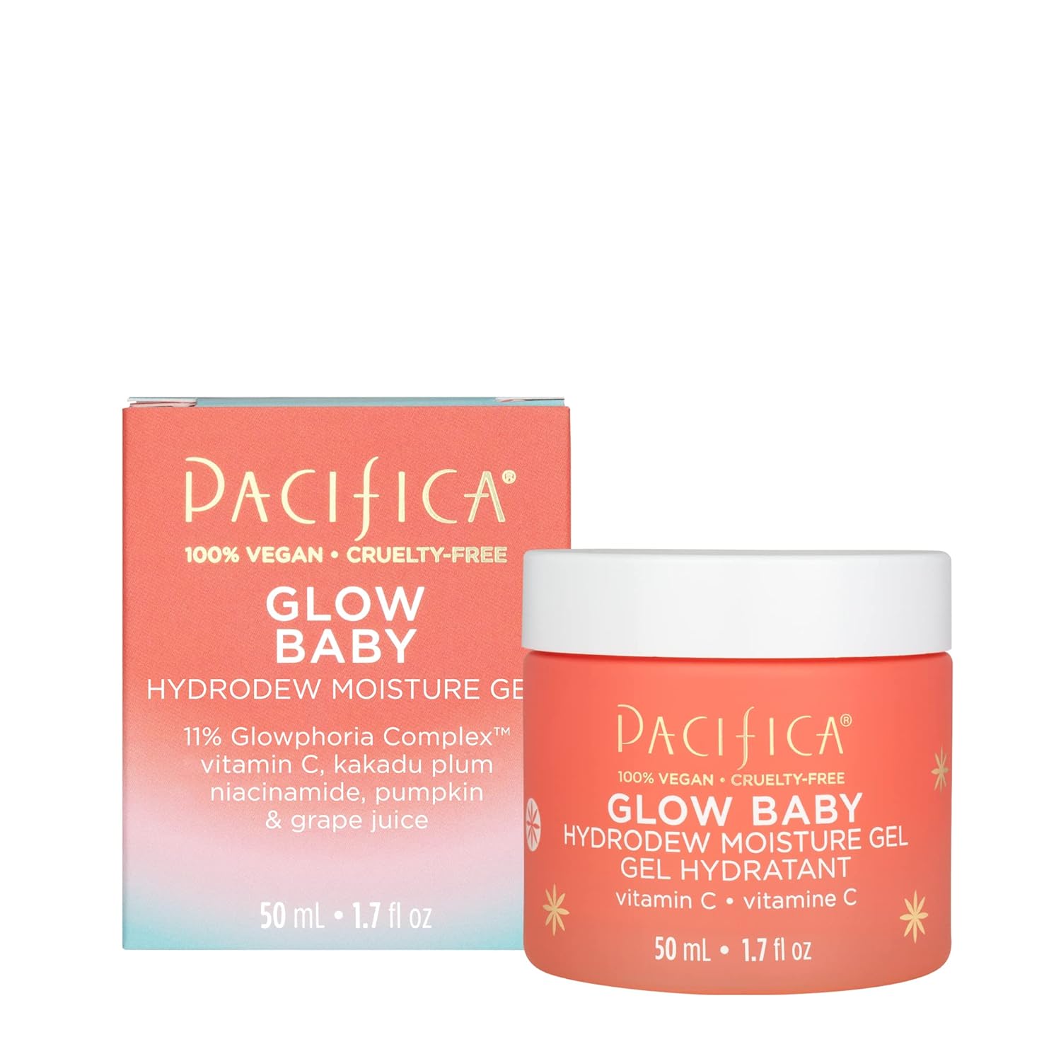 Pacifica Beauty, Glow Baby Hydrodew Gel Face Moisturizer, Dewy Glowing Skin, Vitamin C, Niacinamide, Fine Lines, Dryness, Dull Skin, Non-Sticky Formula, Hydrating, Vegan & Cruelty Free