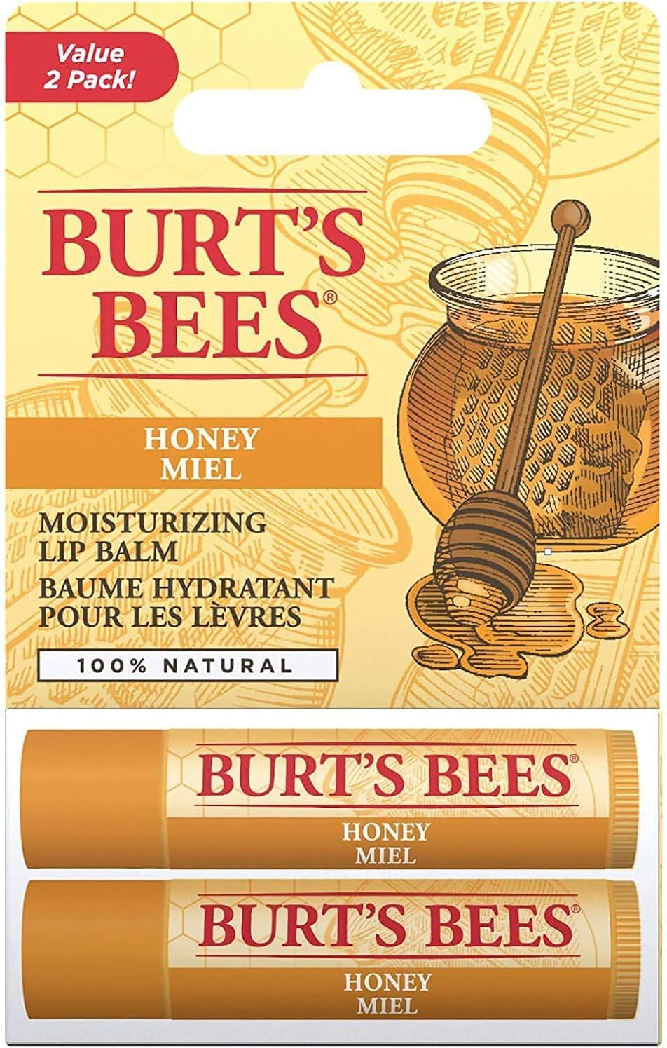 Burt'S Bees Lip Balm Multipack, Chapstick Lip Balms With Honey & Beeswax, Duo Value Pack, 2X4.25G