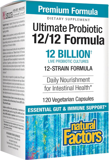 Natural Factors, Ultimate Probiotic 12/12 Formula, Daily Probiotic for Ongoing Digestive Support, 12 Strains, 12 Billion CFU