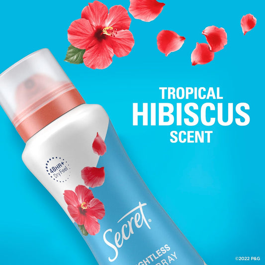 Secret Dry Spray Antiperspirant Deodorant, Tropical Hibiscus, 4.1 Oz (Pack Of 3)