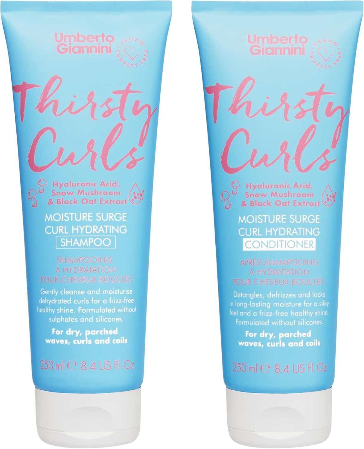 Umberto Giannini Thirsty Curls Curl Hydrating Shampoo & Conditioner Set - For Dry & Dehydrated Curls 2 X 250Ml, 500.0 Gram