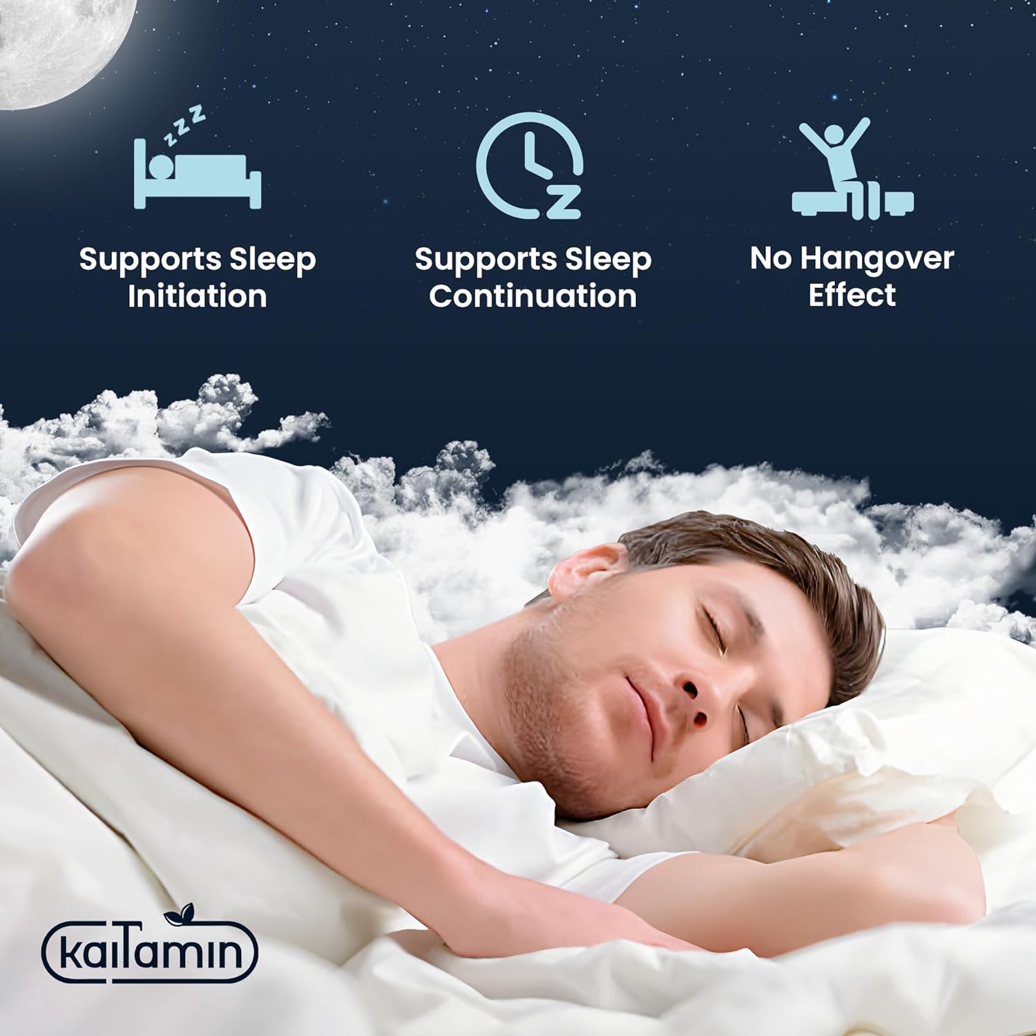 Kaitamin Melatonin Natural Sleep Aid, Theanine, 5-HTP, GABA, Mucuna pruriens, Phellodendron and Magnesium for Sleep & Stress Support, 90 Capsules 45 Days Supply - 7 in 1 Sleep Aid : Health & Household