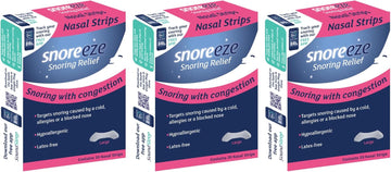 Snoreeze Anti-Snoring Nasal Strips - Snoring Aids For Men And Women To Improve Airflow - Nose Strips To Reduce Snoring With Nasal Congestion - Use With Mobile App - Large, Triple Pack- 60 Count