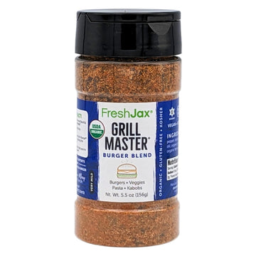 FreshJax Burger Seasoning Blend | Organic Hamburger Seasoning for Grilling, Barbecue and Cooking | All Purpose Seasoning Rub for Meat, Steak, Smash Burgers, and Beef - Grill Master Single 2.8oz Bottle