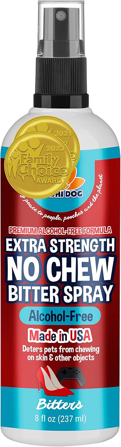 Bodhi Dog New Bitter 2 In 1 No Chew & Hot Spot Spray | Natural Anti-Chew Remedy Better Than Bitter Apple | Safe On Skin, Wounds And Most Surfaces | Made In Usa (Alcohol Free, 8 Fl Oz)