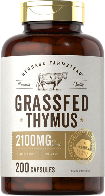 Carlyle Grass Fed Beef Thymus Supplement | 4200Mg | 200 Capsules | Pasture Raised, Non-Gmo, Gluten Free | By Herbage Farmstead