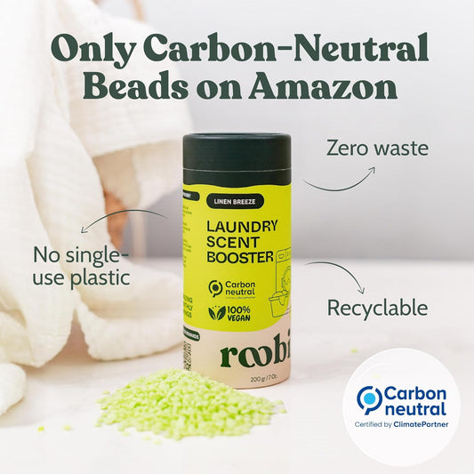 Sustainable Laundry Scent Booster Beads. Linen Breeze Fragrance Laundry Beads. Up to 20 Washing Cycles. Carbon Neutral, 100% Vegan