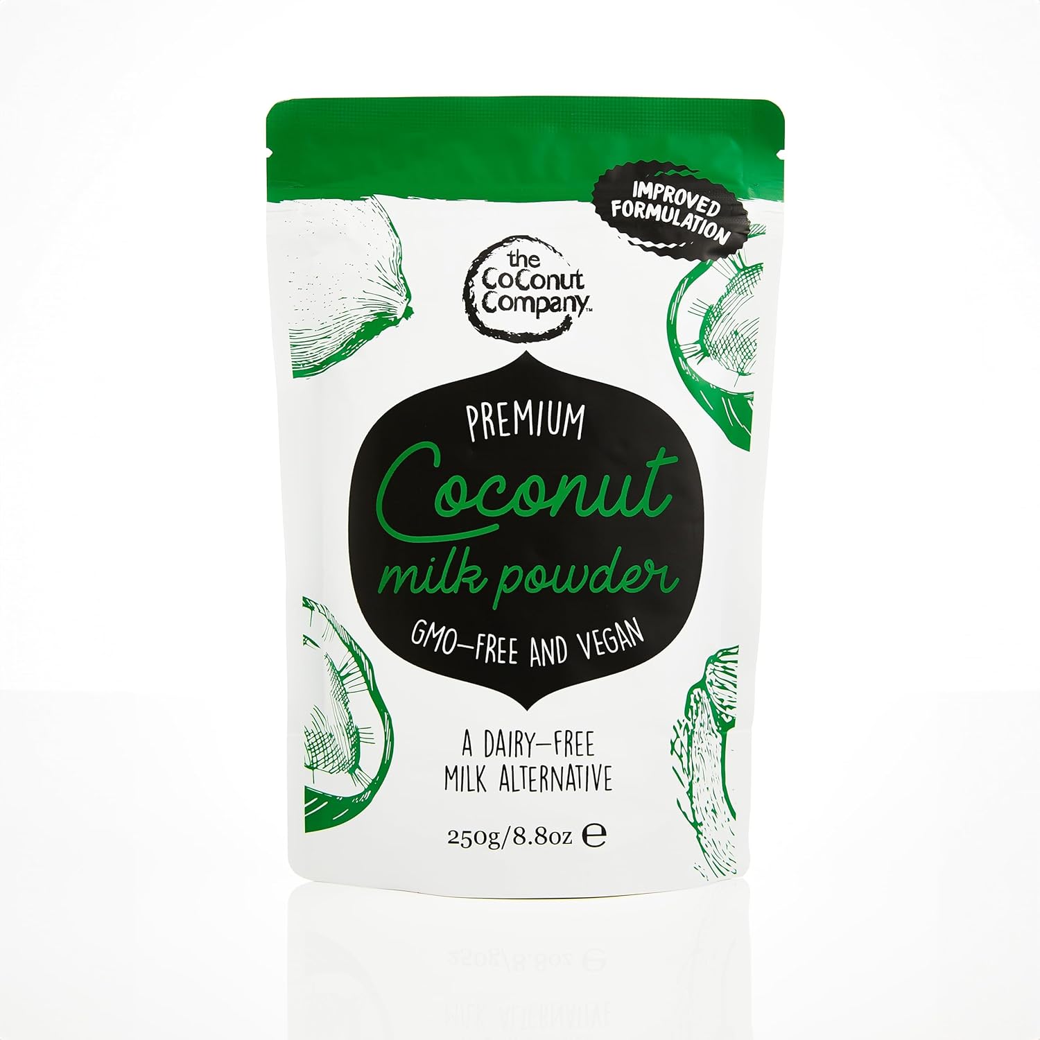 100% Dairy-Free Coconut Milk Powder 250G, Gluten-Free, Coconut Powder, 65% Coconut Oil, Premium, Halal, Kosher Approved