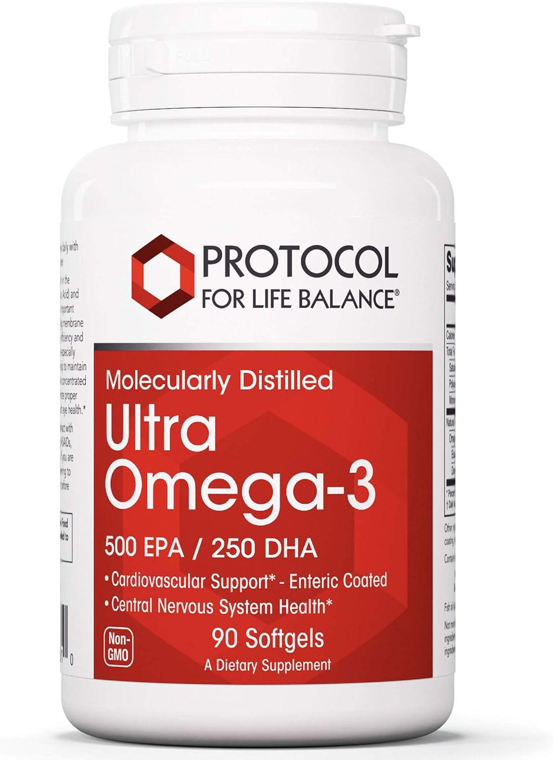 Protocol Ultra Omega-3 Fish Oil DHA 500, EPA 250 - Brain Support - 90