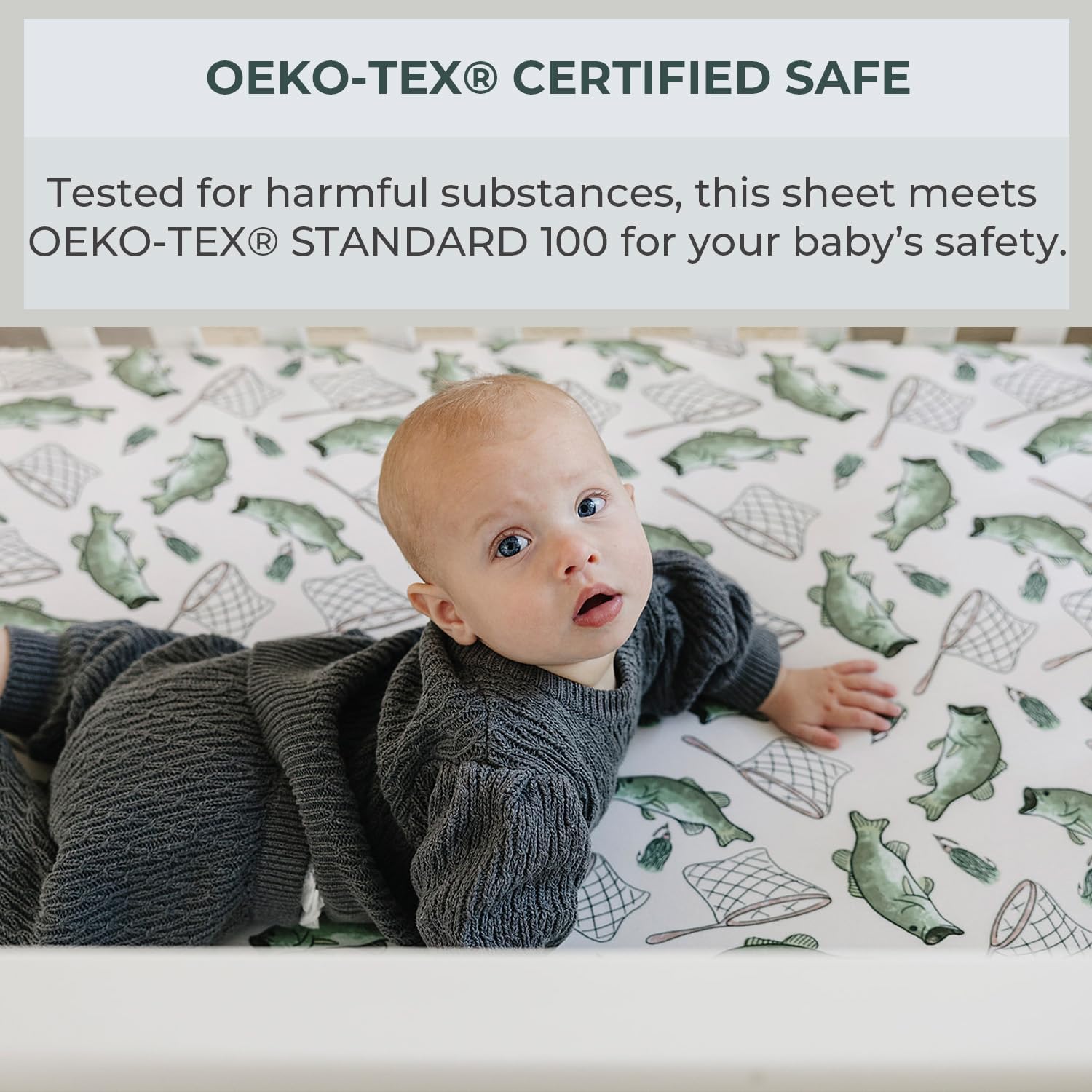 Pobibaby - 2 Pack Premium Fitted Baby Boy Crib Sheets For Standard Crib Mattress - Ultra-Soft Jersey Knit, Safe And Snug, And Stylish Ocean Crib Sheet (Gone Fishing)