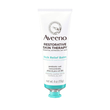 Aveeno Restorative Skin Therapy Itch Relief Body Balm for Sensitive, Distressed, Dry Skin, With Prebiotic Oat & Pramoxine Hcl, Formulated Without Parabens, Fragrance & Steroids, 4.0 Ounce