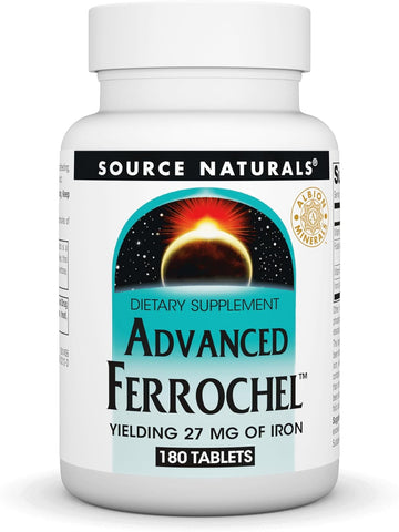 Source Naturals Advanced Ferrochel, Dietary Supplement Yielding 27 mg of Iron - 180 Tablets