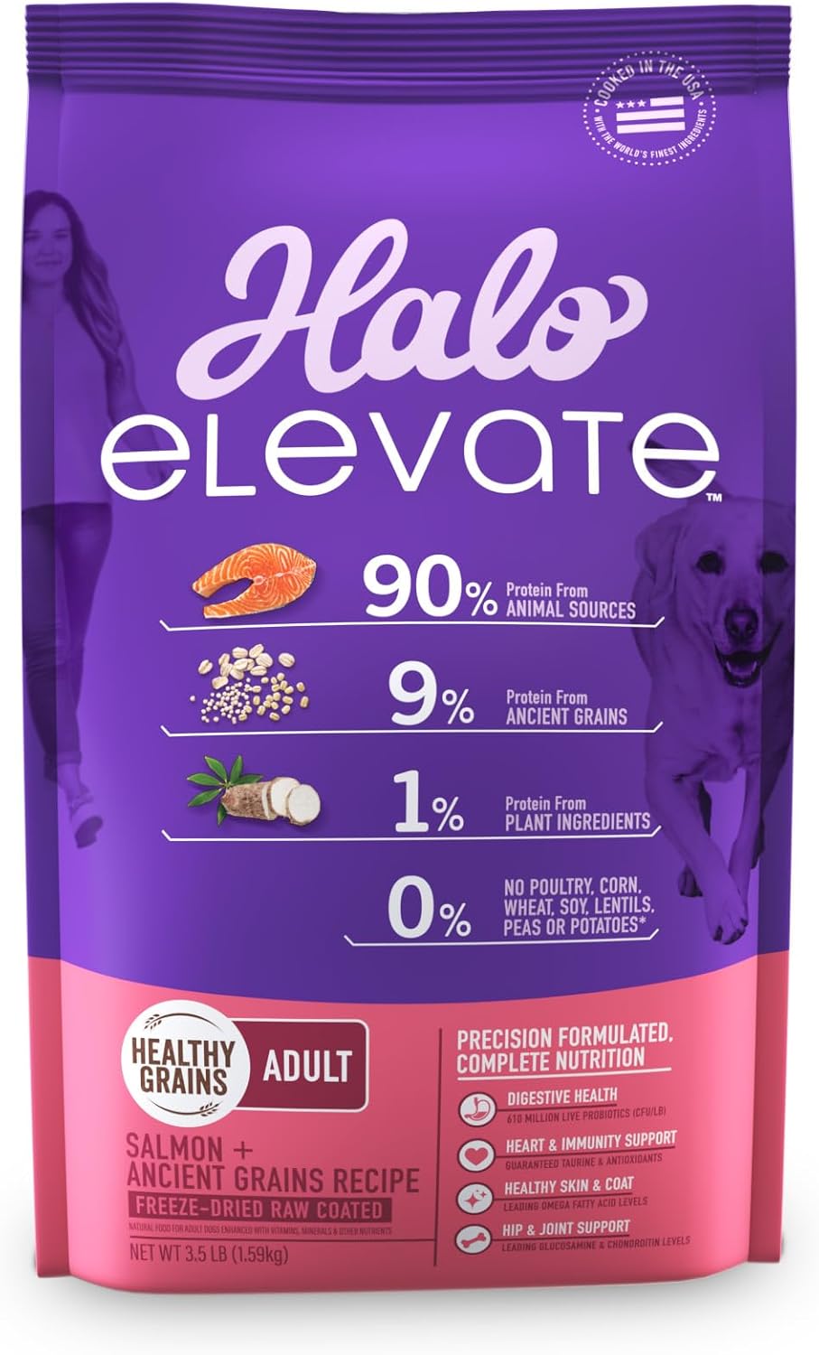 Halo Elevate Dry Dog Food, Healthy Grains Salmon Recipe, 3.5Lb