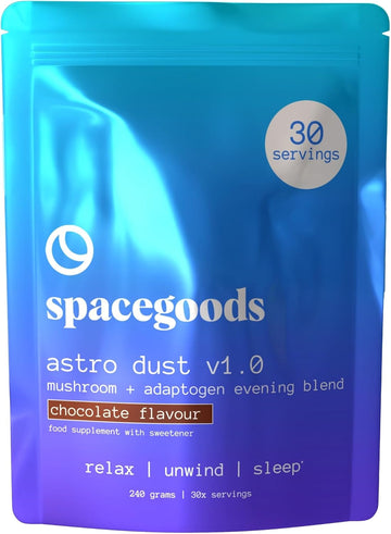Spacegoods Astro Dust 240G E, 30 Servings, Contains Magnesium And Ashwagandha, Relax Unwind & Sleep Deeply, Soothe Body & Mind, Chocolate Flavour