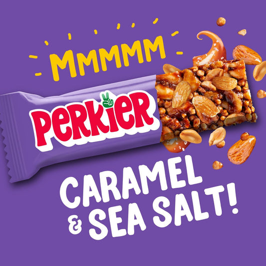 Perkier Salted Caramel Snack Bars (18 Pack) – Vegan – Gluten Free – Protein – High Fibre – Lower Sugar - Natural Ingredients – Lower Calorie – Healthy – No Palm Oil