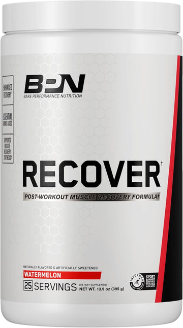 Bare Performance Nutrition Bpn Recover Post-Workout Enhanced Muscle Recovery Drink Mix, Watermelon, 25 Servings