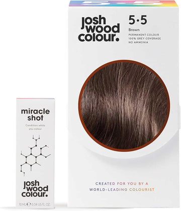 Josh Wood Colour Miracle Kit - Permanent Colour 5.5 And Miracle Shot,62% Less Breakage, 2.7 Times Stronger Hair, 38% Less Colour Fade, Covers 100% Of Grey, Ammonia Free