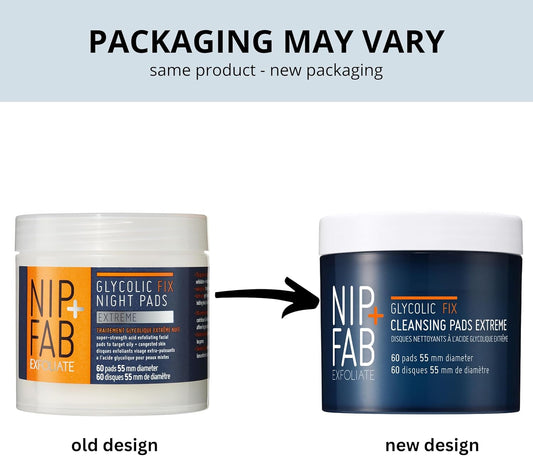 Nip + Fab Glycolic Acid Night Face Pads With Salicylic And Hyaluronic Acid, Exfoliating Resurfacing Aha Facial Pad For Exfoliation Even Skin Tone Blemish Control Pigmentation, 60 Pads, 76 Grams