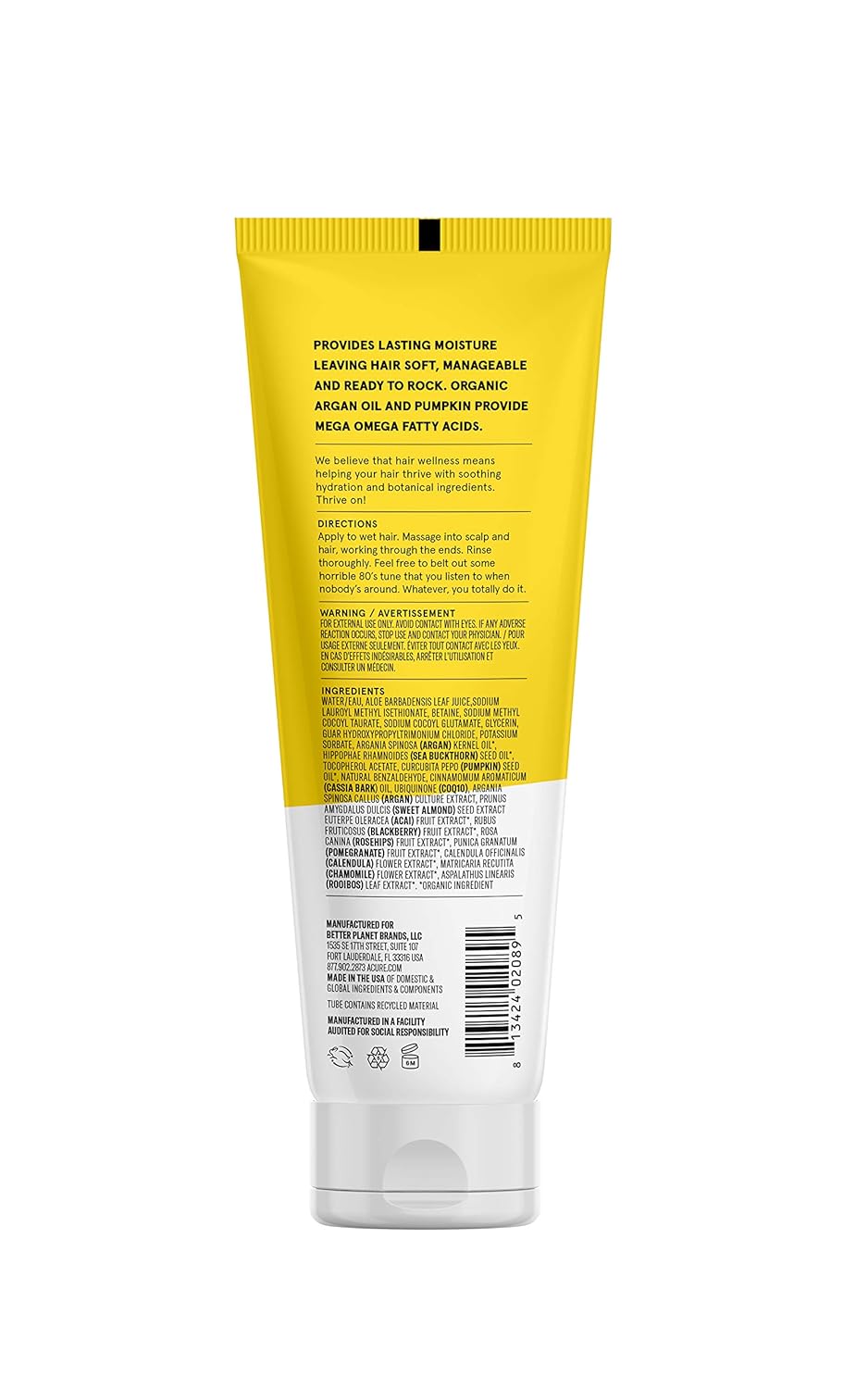 Acure Shampoo 100% Vegan, Ultra Hydrating Moisture & Omega Fatty Acids, Yellow Argan Oil & Pumpkin, 8 Fl Oz : Beauty & Personal Care