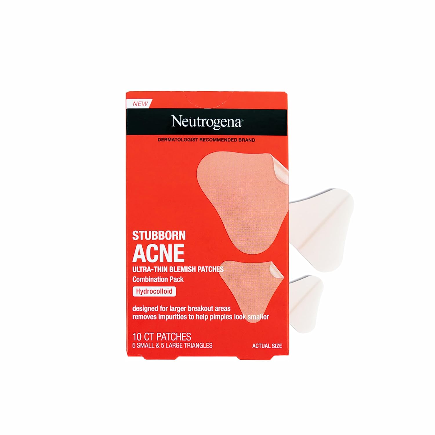 Neutrogena Stubborn Acne Pimple Patches, Acne Treatment For Face, Ultra-Thin Hydrocolloid Patches Provide Optimal Healing For Pimples, 2 Sizes, 10 Patches