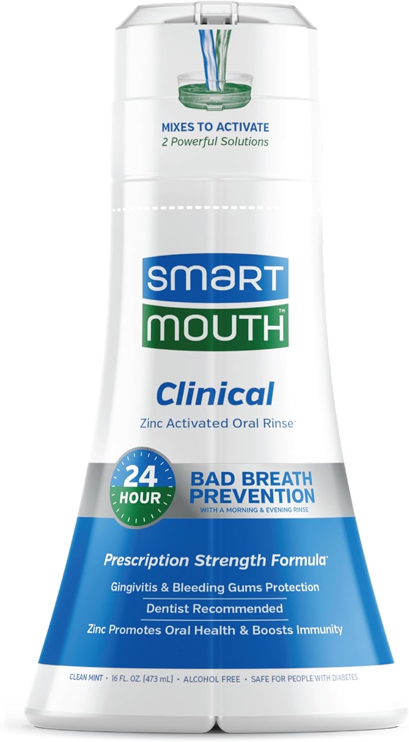 Smartmouth Dds Activated Clinical Mouthwash - Adult Mouthwash For Fresh Breath - Clinical Strength Mouthwash For Gum Health, Gingivitis & More - Clean Mint Flavor, 16 Fl Oz