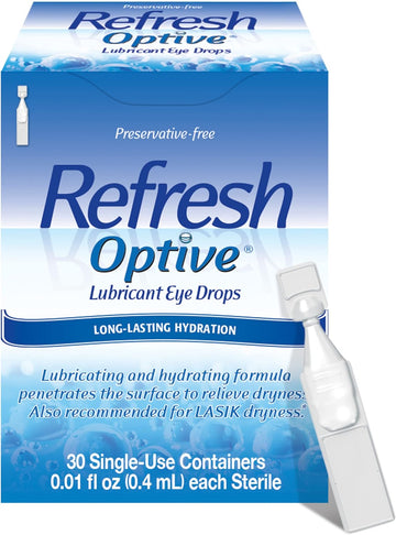 Refresh Optive Lubricant Eye Drops Non-Preserved Tears, 30 Single-Use Containers, 0.01 Fl Oz (0.4 Ml)